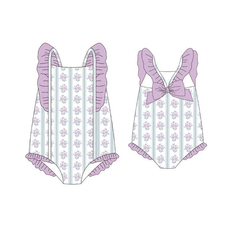 12.1 MOQ:5pcs S0643 pre-order baby girl clothes floral print girl summer swimsuit beach wear