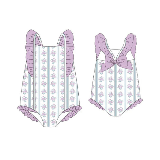 12.1 MOQ:5pcs S0643 pre-order baby girl clothes floral print girl summer swimsuit beach wear