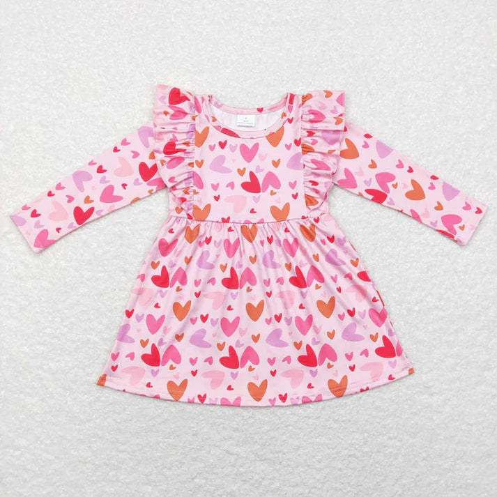 Sibling Baby Girls Valentines Hearts Knee Length Dresses