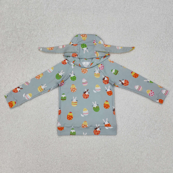 3.12 BT1136 Baby Boys Easter Eggs Turquoise Hooded Long Sleeve Tops