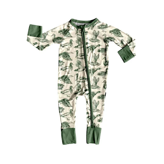 12.23 MOQ:5pcs LR2958 pre-order baby boy clothes mallard print toddler boy winter romper