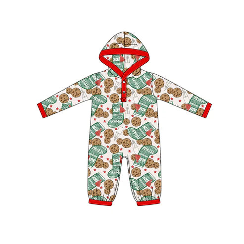 8.29 LR2613 Baby Boys Cookie Milk Button Christmas Footie Rompers Preorder
