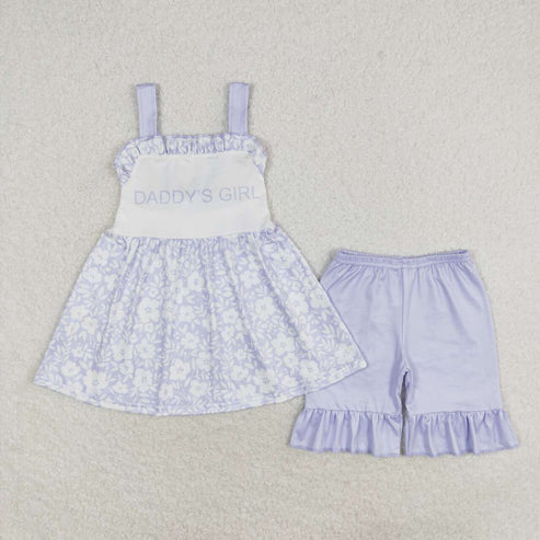 6.16 GSSO1069 daddy's girl blue floral lace sleeveless shorts set