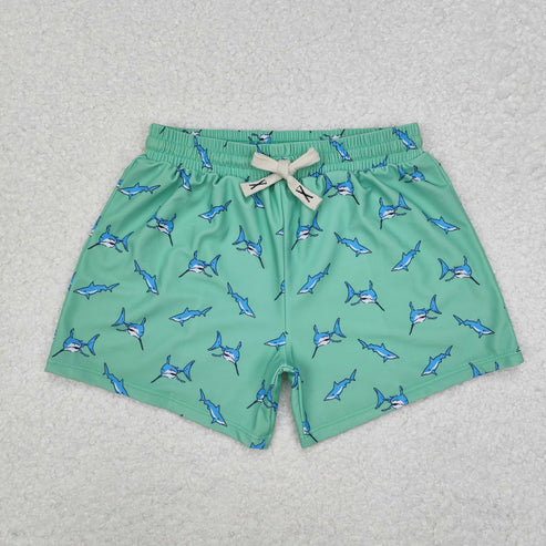 S0173 Baby Boys Summer Green Shark Trunks Swimsuits Swimwear