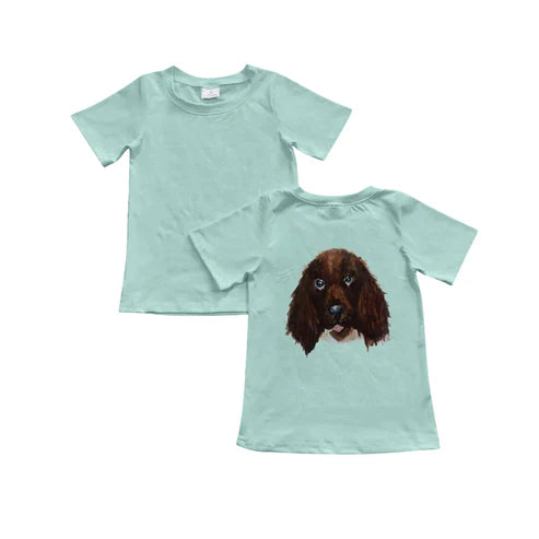6.18 BT1239 Baby Boys Aqua Short Sleeves Dog Tee Shirts Top Preorder