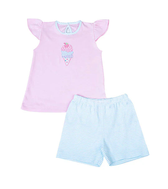 12.25 MOQ：5pcs GSSO2993 pre-order baby girl clothes ice cream print toddler girl summer outfit