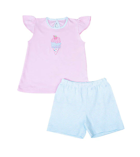 12.25 MOQ：5pcs GSSO2993 pre-order baby girl clothes ice cream print toddler girl summer outfit