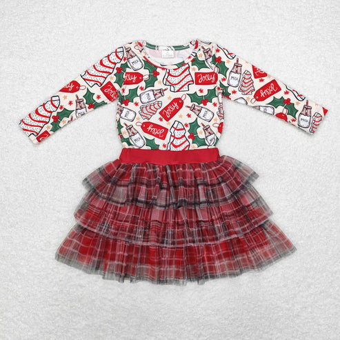 GT0325+GLK0033 Christmas Tree cookie Milk long sleeve skirt set