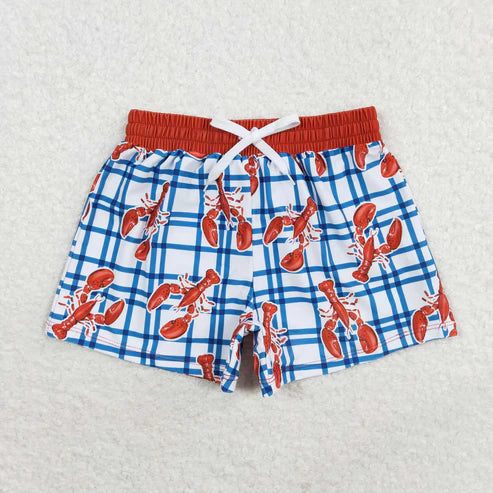 S0364 Crayfish blue checkered swim trunks
