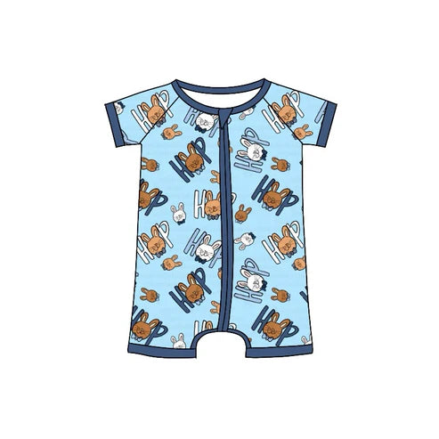 6.4 SR2016 Baby Infant Boys Easter Rabbit Blue Zip Rompers preorder
