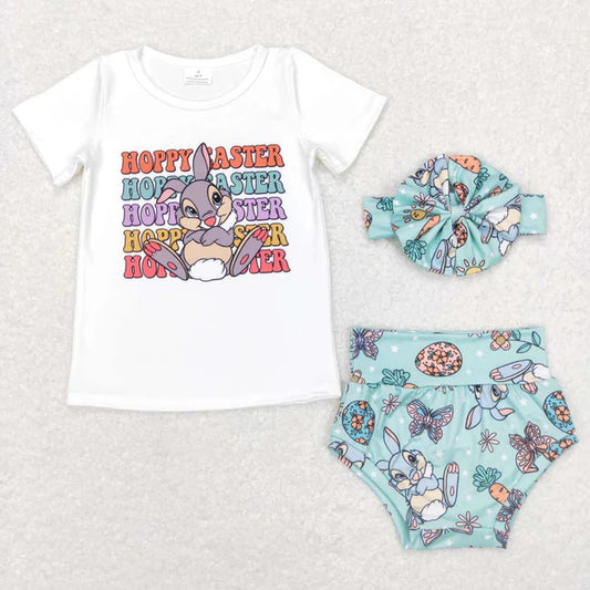 GBO0196 letter Rabbit white short-sleeved carrot briefs suit