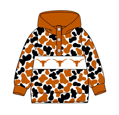 10.16 Custom Moq 8 Baby Boys Black Khaki Camo Bull Skulls Team Button Hoodies Top