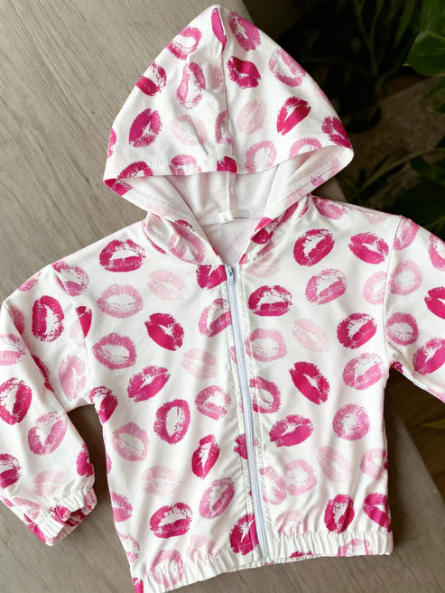 11.5 GT1420 Baby Girls Pink Mouths Valentine Zipper Hoodies Jacket Preorder