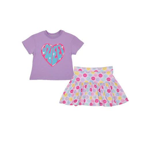 5.12 GSD2550 Baby Girls Lavender Sweet Hearts Top Smiles Skirt Sets Preorder