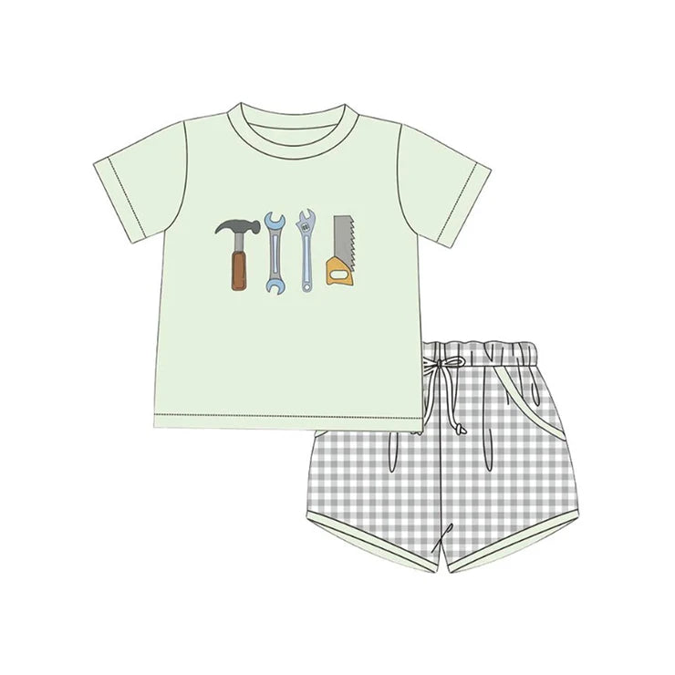 11.18 MOQ：5pcs BSSO1666 pre-order baby boy clothes toolbox toddler boy summer outfit