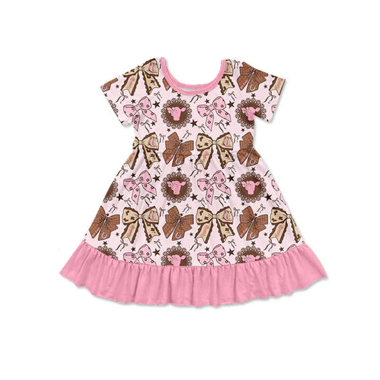 12.15 MOQ:5pcs GSD3384 pre-order toddler girl clothes bows print girl summer dress