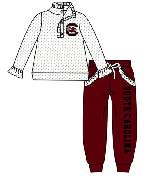 10.9 Custom Moq 5 Baby Girls Red Bulls C Button Pullovers Pockets Jogger Pants Team Clothes Sets