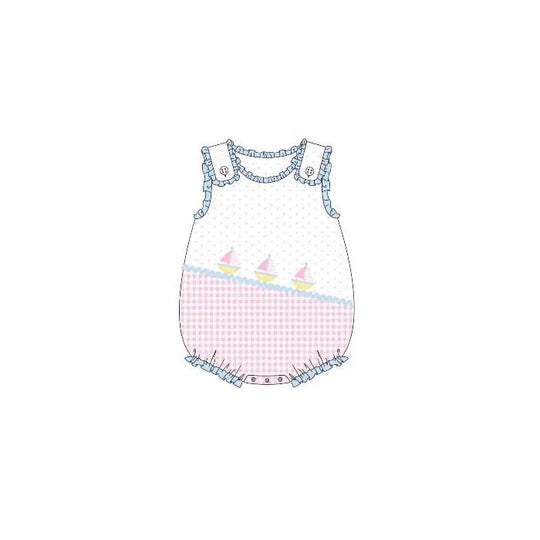 12.15 MOQ:5pcs SR3754 pre-order baby girl clothes sailing boat print toddler girl summer bubble