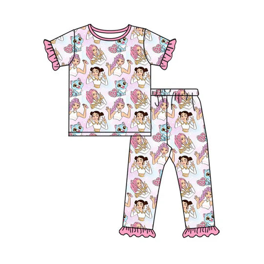 12.10 MOQ：5pcs GSPO2248 pre-order toddler girl clothes kpop print girl valentine's Day pajamas set