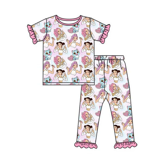 12.10 MOQ：5pcs GSPO2248 pre-order toddler girl clothes kpop print girl valentine's Day pajamas set