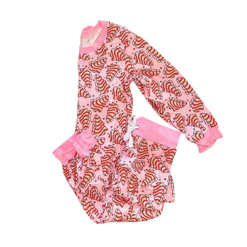 8.29 GLP2757 Baby Girls Pink Christmas Trees Stars Top Pant Pajamas Set Preorder