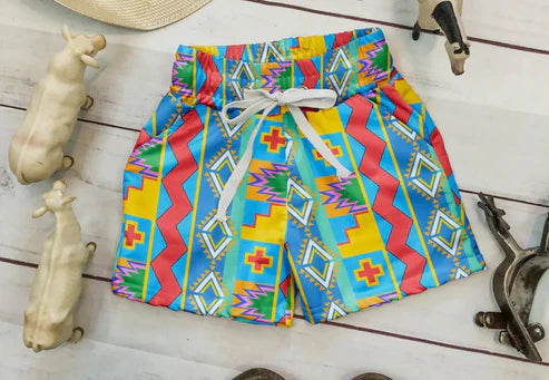4.21 SS0597 Baby Boys Colorful Aztec Summer Pockets Shorts Bottoms Preorder