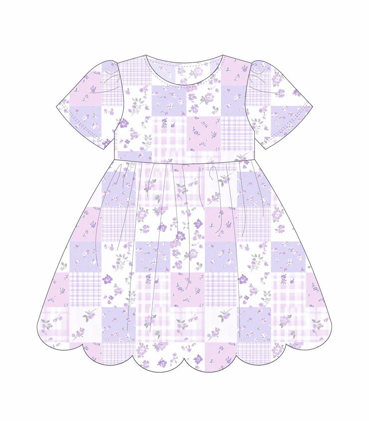 11.24 MOQ:5pcs GSD3174 pre-order toddler girl clothes purple floral girl summer dress