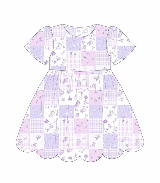 11.24 MOQ:5pcs GSD3174 pre-order toddler girl clothes purple floral girl summer dress