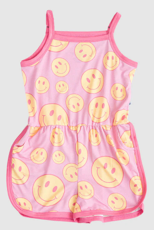 4.16  SR3083 Baby Girls Pink Strap Smiles Pockets Jumpsuits Preorder
