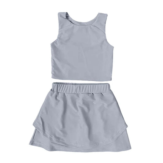 6.12 GSD2667 Baby Girls Sleeveless Lavebder Vest Top Short Skirts Yoga Set Preorder
