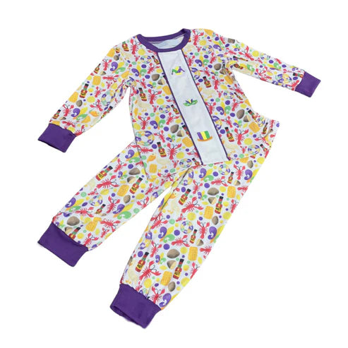 10.2 BLP1307 Baby Boys Mardigras Anchors Crayfishes Top Pants Pajamas Sets Preorder