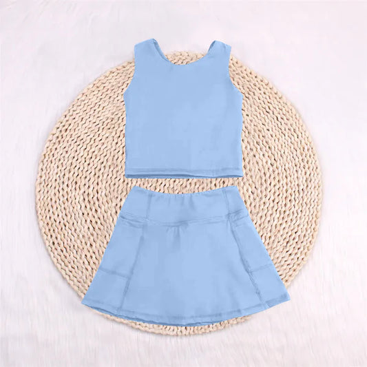 L-3.5 GSD1985 Baby Girls Aqua Blue Vest Top Sports Skorts Clothes Sets Preorde