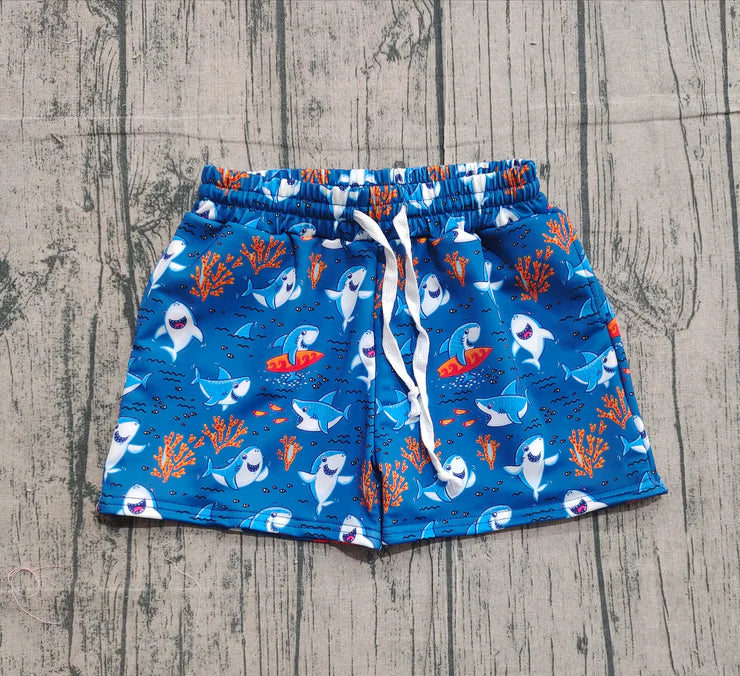 11.11 S0585 pre-order toddler boy cloths shark boy summer swim shorts real pic