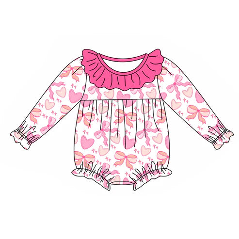 5.24 LR1915 Baby Infant Girls Valentines Hearts Pink Rompers preorder