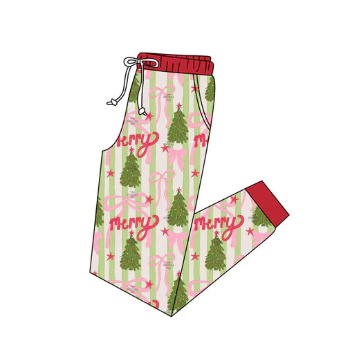 6.10 Custom Moq 3 Adult Women Christmas Stripes Bows Trees Jogger Pants
