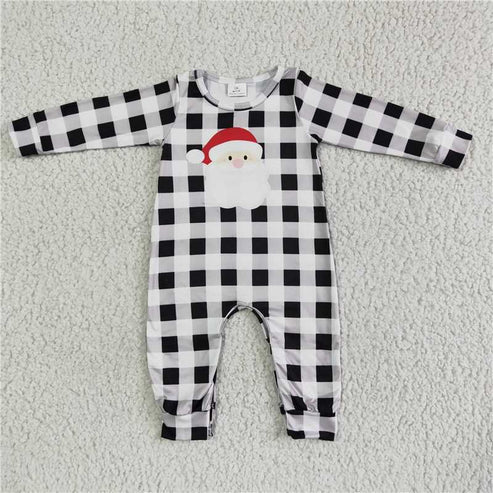 5.21 Sibling Baby Infant Boys Long Sleeves Embroidery Santa Deer Christmas Rompers