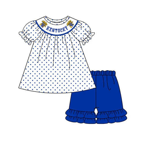 5.7 Baby Girls Kenturky Tiger Tunic Team Ruffle Shorts Clothes Sets Preorder (moq 3)