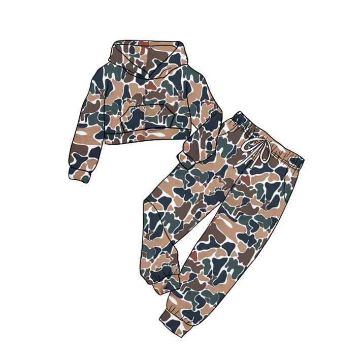 6.11 GLP1980 Baby Kids Dark Brown Camo Hooded Top Pants Clothes Sets Preorder