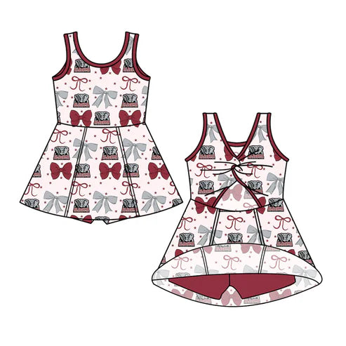 7.4 Custom Moq 3 Baby Girls Alabama Team Cheer Straps Dresses