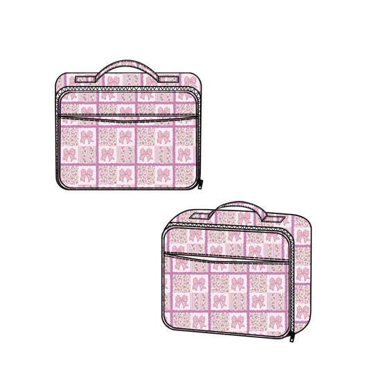12.26 MOQ:5pcs BA0390 pre-order baby bag bows print baby lunch box bag