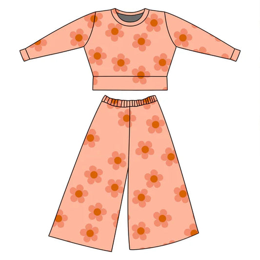 12.9 MOQ:5pcs GLP3227 pre-order toddler girl clothes flower print girl winter set