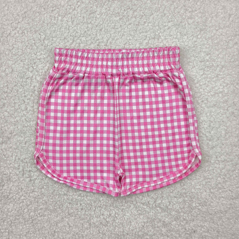 5.9 SS0472 Baby Girls Pink Plaid Sport Shorts Bottoms