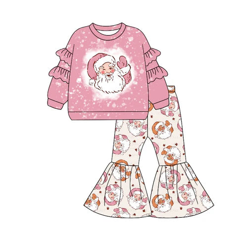 5.26 GLP1964 Baby Girls Christmas Santa Top Bell Pants Clothes Sets Preorder