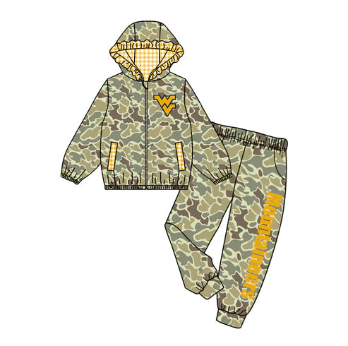 10.11 Custom Moq 8 Baby Girls Camo Zipper Hoodie Top WV Team Clothes Set