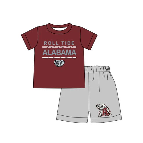 4.26 Preorder(moq 3) Baby Boys Roll Tide Alabama Team Shirts Shorts Summer outfits sets