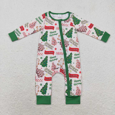 3.13 LR1057 RTS Bamboo baby boy clothes xmas tree toddler boy christmas winter romper