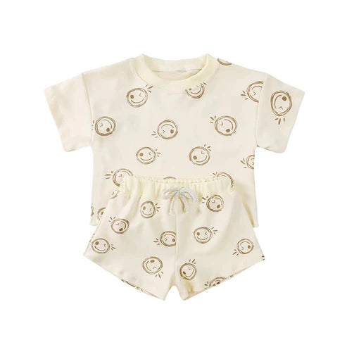 3.22 BSSO1423 Baby Boys Short Sleeves Smiles Top Short Pajamas Set Preorder