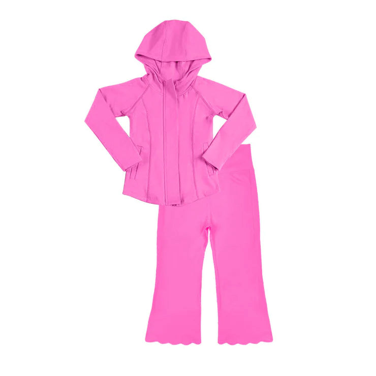 11.15 MOQ：5pcs GLP3158 pre-order toddler girl clothes pink print girl yoga winter set