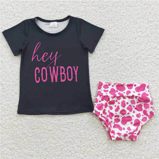 GBO0132 COWBOY Leopard print Short Sleeve Briefs Suit Pink