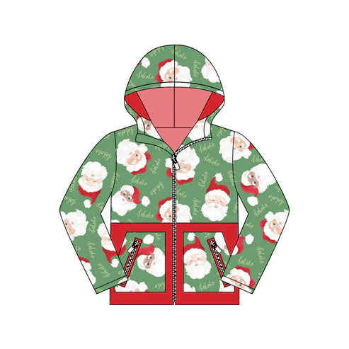 8.16 BT1327 Baby Boys Christmas Santa Plaid Pocket Zipper Hoodies Top Preorder Regular
